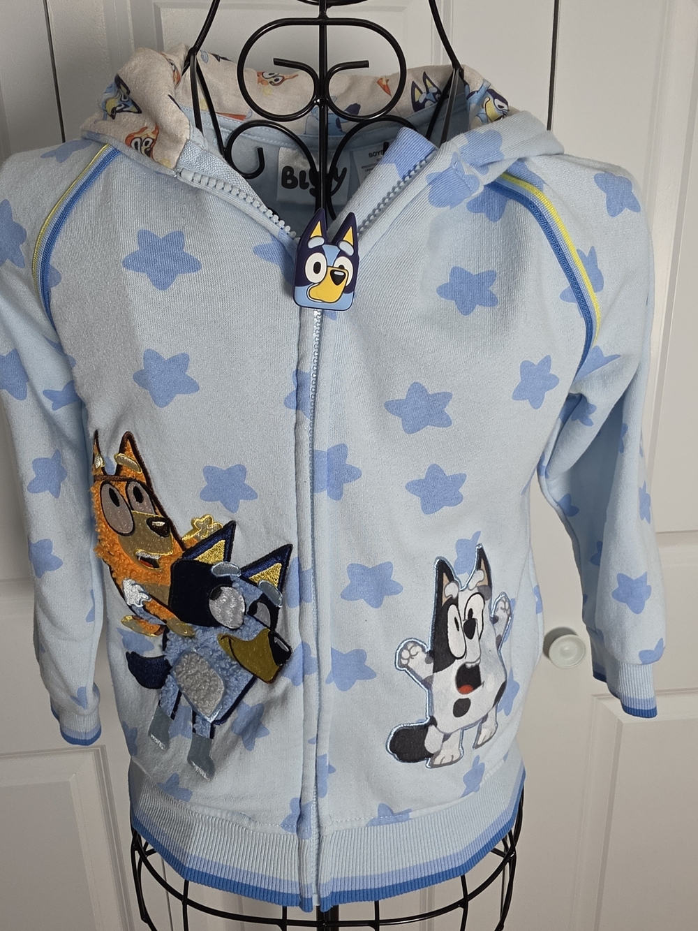 Bluey Full Zip Hoodie Star Print Jacket Boys Size 7
